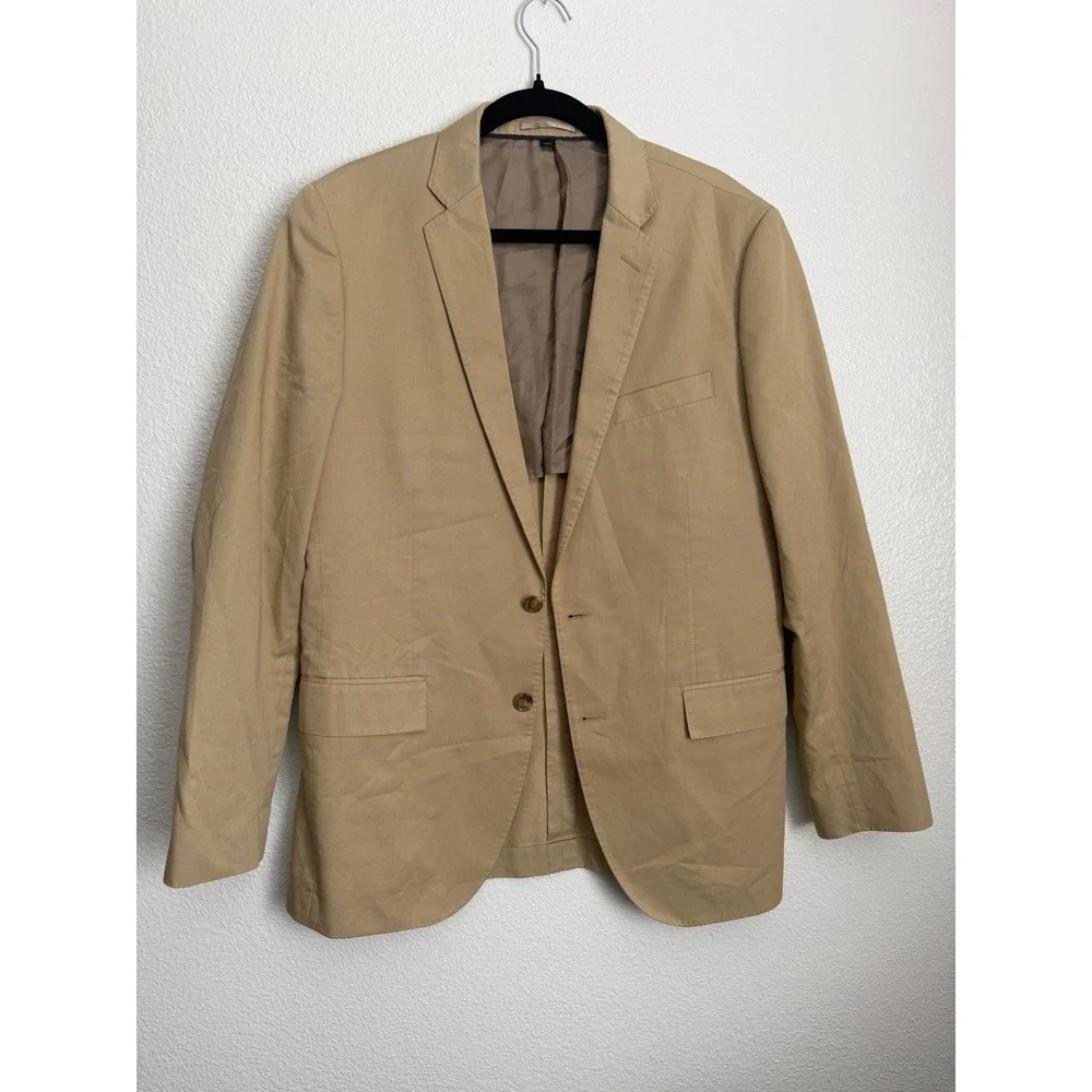 J.Crew Ludlow Blazer 40R Men‎ Khaki Tan Cotton Larusmiani Italian Fabric Sport